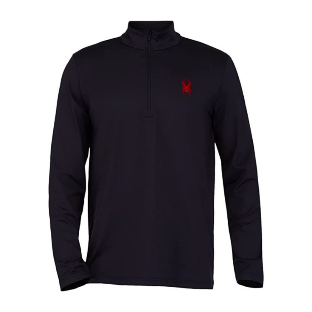 Spyder Prospect Zip Quarter Zip T Neck Pullover In Black/Red Logo Mens Size L